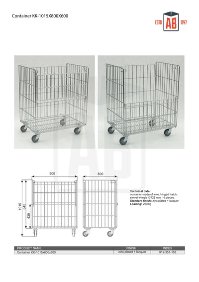 Container KK 1015x800x600 – Zware Rolkooi voor Bulkopslag