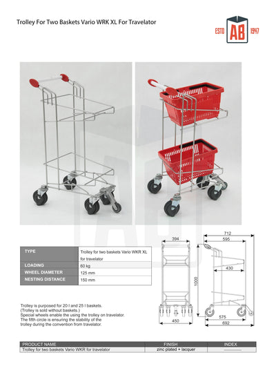 Vario XL Twin-Basket Shopping Trolley – Winkelwagen met Hoge Capaciteit