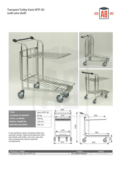 Vario WTP-3D Transportkar – Compacte Kar met Plank