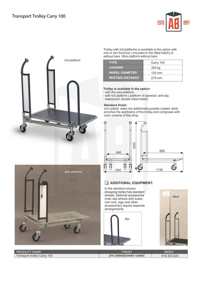 Carry 100 Transportkar – Zware Transportkar met Multiplex Platform