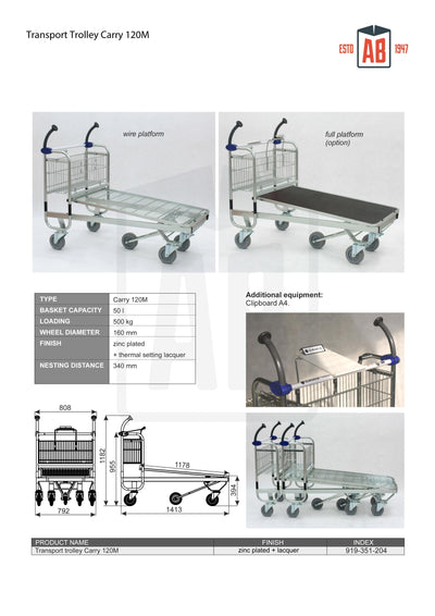 Carry 120M Transportkar – Extra-capaciteit Kar met Multiplex Platform