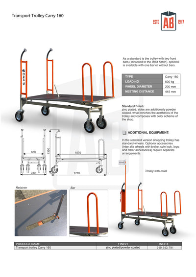 Carry 160 Transportkar – Zware Multiplex Platform voor Maximale Laadcapaciteit