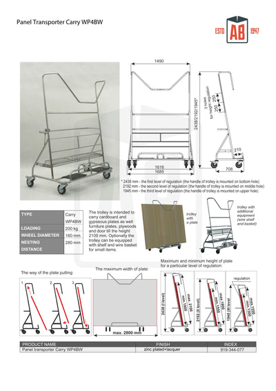 Plate Trolley Carry WP4BW met Plank en Mand - Duurzaam en Handig