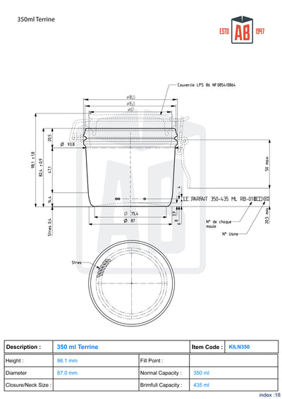 350ml Terrine Kilnclip Glazen Pot