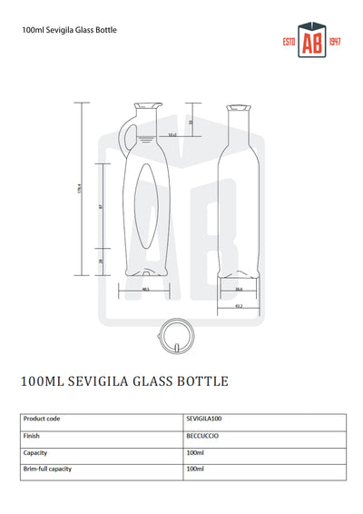 100ml Seviglia Glazen Fles