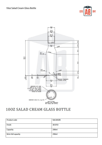 10oz Salad Cream Glazen Fles