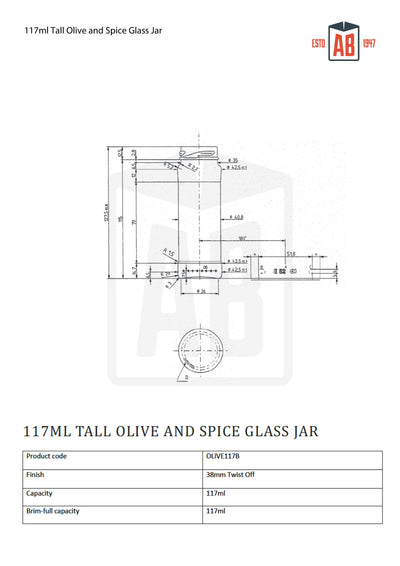 117ml Hoge Olijf & Specerijen Glazen Pot