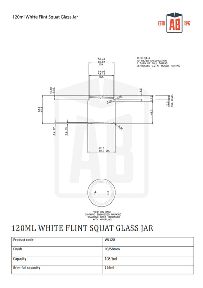120ml Witte Flint Glazen Lage Pot