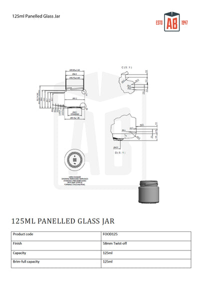 125ml Panelled Food Jar