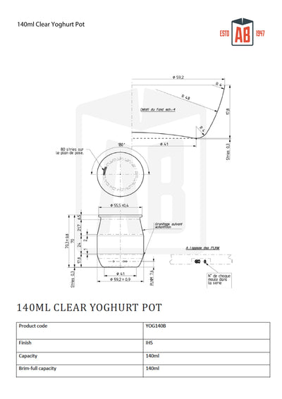 140ml Heldere Yoghurtbeker