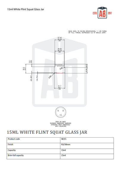 15ml Witte Flintglas Squat Pot