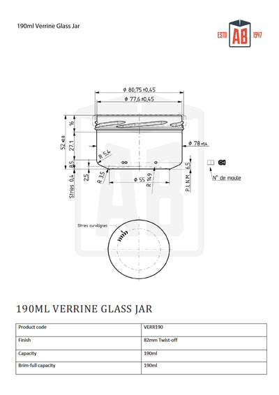190ml Verrine Glazen Pot