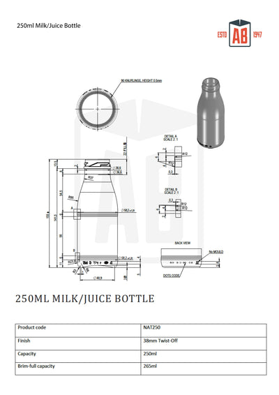 250ml Melk / Sap Fles