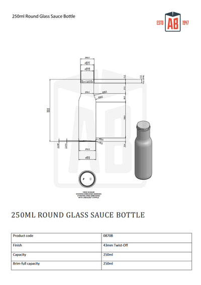 250ml Ronde Glazen Sausfles
