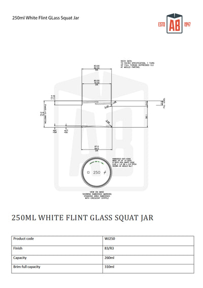 250ml Witte Flint Glazen Lage Pot
