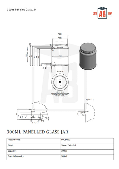 300ml Geprofileerde Glazen Voedselpot