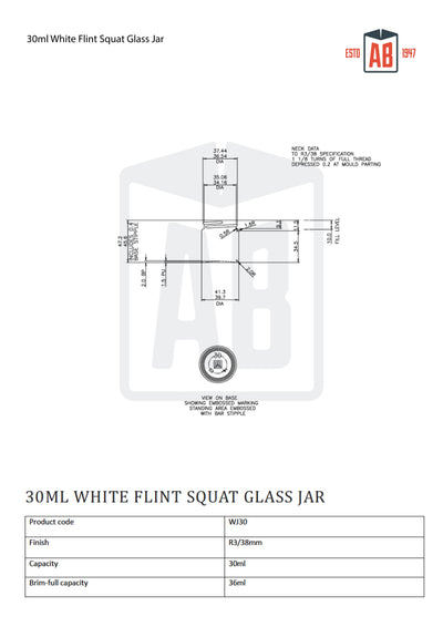 30ml Witte Flintglas Lage Pot