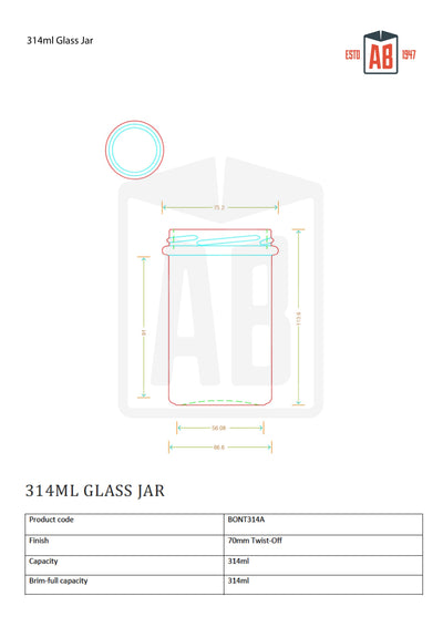 314ml Glazen Pot