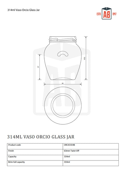 314ml Vaso Orcio Glazen Pot