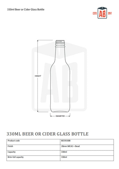 330ml Cider/Bier Glazen Fles