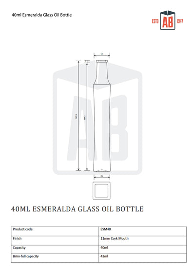 40ml Esmeralda Glazen Olie Fles (Kurkopener)