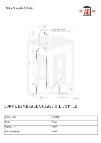 500ml Esmeralda Glazen Olie Fles (Kurkopener)