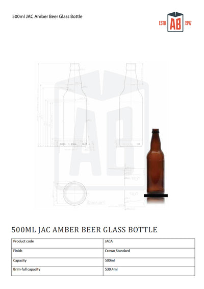 500ml JAC Amber Bier Glazen Fles