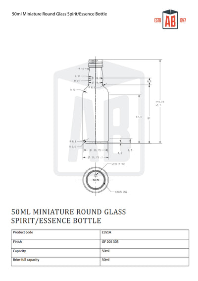 50ml Miniatuur Ronde Glazen Geest/Essence Fles