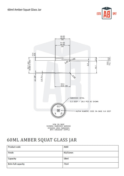 60ml Amberkleurige Glazen Lage Pot