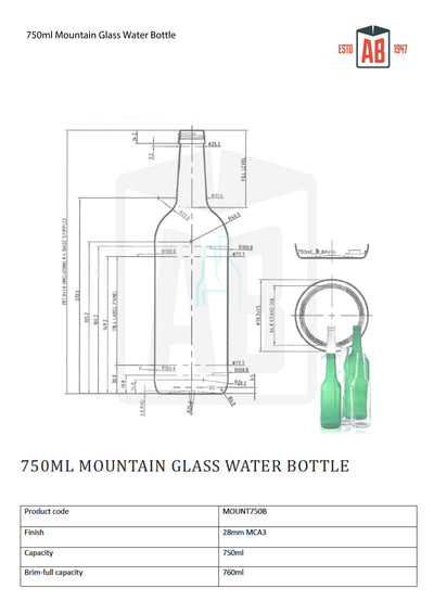 750ml Mountain Glass Waterfles