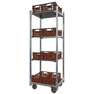 Deense Plantenkar met 3 Verstelbare Planken – 715x565x1900mm, Gegalvaniseerd Stalen Frame