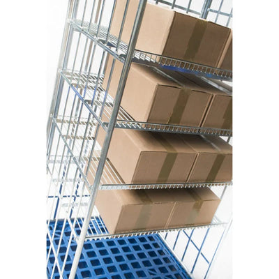 3-zijdige display rolcontainer – 810x720x1808mm, 4 verwijderbare schappen, elektrolytisch verzinkt