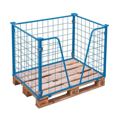 Draadpalletframe – 1200x1000x800mm – V-opening, Blauw, Opvouwbaar