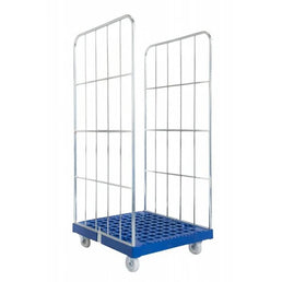 2-zijdige rolcontainer – 810x720x1620mm, Gegalvaniseerd met kunststof basis, 500kg capaciteit