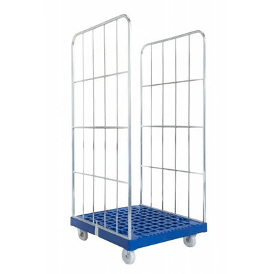2-zijdige rolcontainer – 810x720x1620mm, Gegalvaniseerd met kunststof basis, 500kg capaciteit