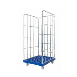 3-zijdige rolcontainer – 810x720x1620mm, Elektrolytisch Verzinkt met Kunststof Basis