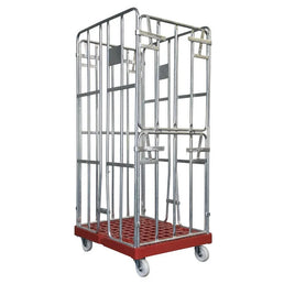 4-zijdige rolcontainer – 810x680x1680mm, thermisch verzinkt, klemhekken, 500kg capaciteit