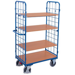 Zware Trolley met Planken – 1385x820x1820mm – 4 Beuken MDF Planken, 500kg Capaciteit, Blauw RAL 5010