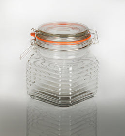 800ml Geribbelde Kilnclip Glazen Pot