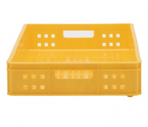 stapelbare gaas plastic brood & vlees tray in geel (bovenaanzicht)