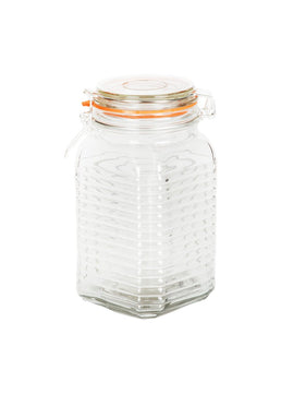1300ml Geribbelde Kilnclip Glazen Pot