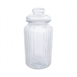 1.3 Litre Ribbed Knob-Stopper Empty Glass Jar