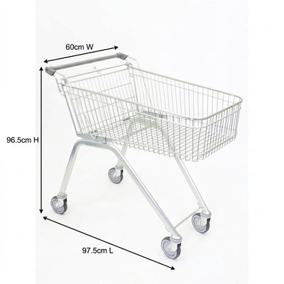 100 Litre Shopping Trolley - Shallow Basket, Bright Zinc Finish