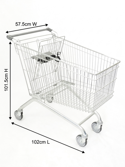 Shopping Trolley - 180 Litre Zinc Plated Wire Basket