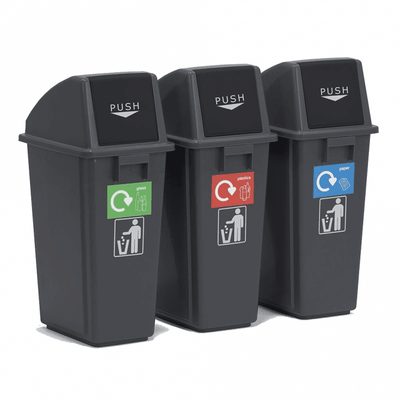 60 Litre Recycling Bin Set of 3 – 330 x 450 x 790mm