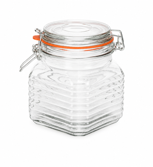 800ml Geribbelde Kilnclip Glazen Pot