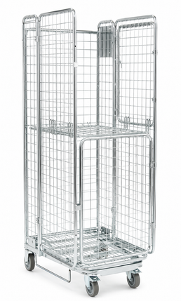Folding Logistics Container KLS-2 – 600 x 800 x 1800mm | Nestable Roll Cage with Dual Doors | 400kg Capacity