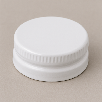 38MM White Twist-Off RTO Cap – 10mm High Profile
