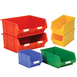 Semi-Open Fronted Coloured Containers | Stackable Small Parts Storage Bins (7 Sizes)
