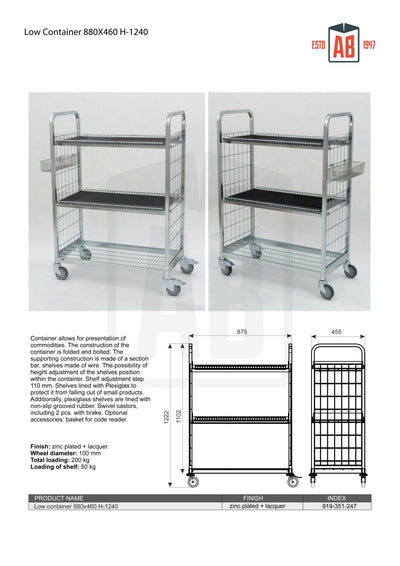 Low Container 880x460 H1240 – Compact Roll Cage for Efficient Storage